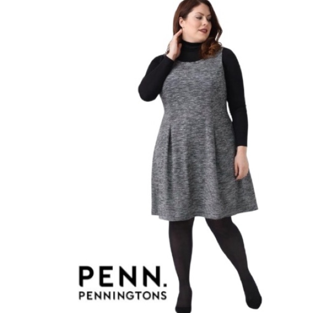 2X PENN Sleeveless Gray Sleeveless Fit and Flare Dress with Zipper Embellishment